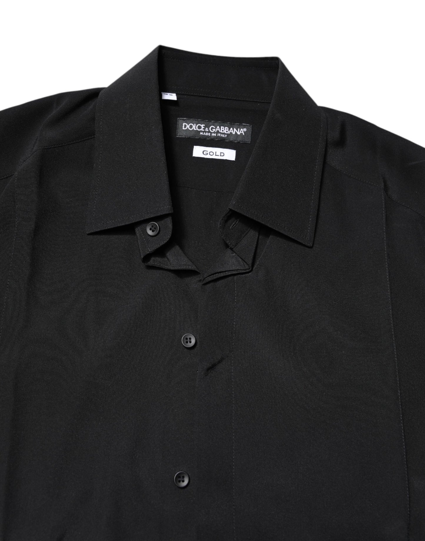 Dolce & Gabbana Black Silk GOLD Long Sleeves Dress Shirt by Dolce & Gabbana