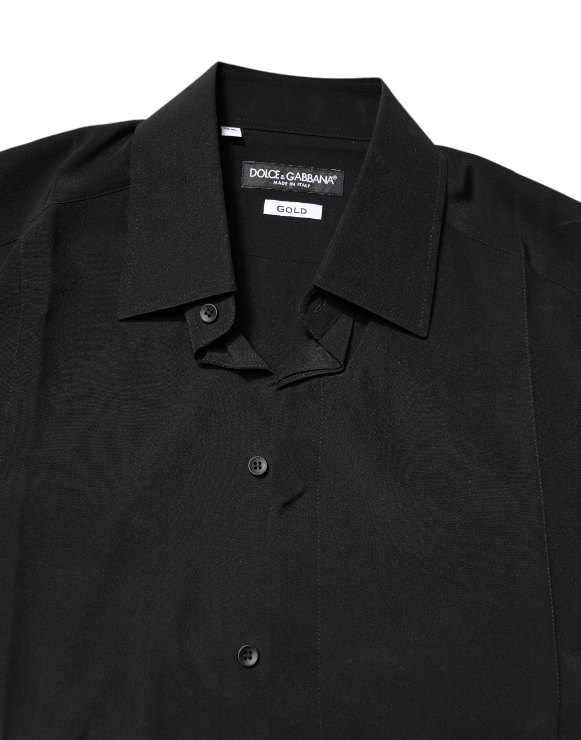 Dolce & Gabbana Black Silk GOLD Long Sleeves Dress Shirt by Dolce & Gabbana