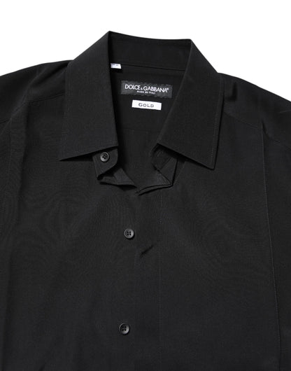 Dolce & Gabbana Black Silk GOLD Long Sleeves Dress Shirt by Dolce & Gabbana