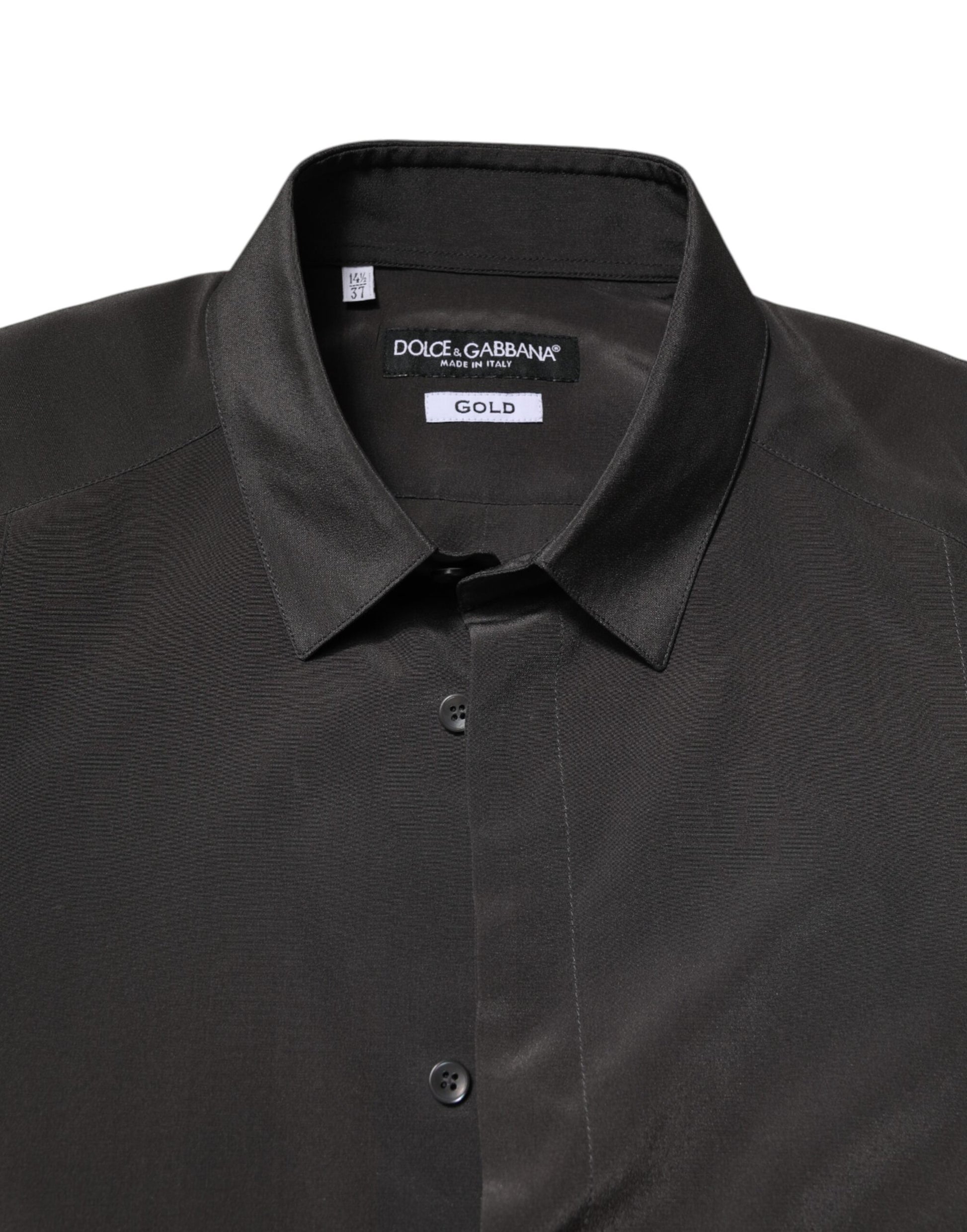 Dolce & Gabbana Dark Gray Silk GOLD Dress Formal Shirt by Dolce & Gabbana