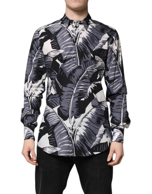 Dolce & Gabbana Multicolor GOLD Cotton Banana Leaf Print Shirt by Dolce & Gabbana