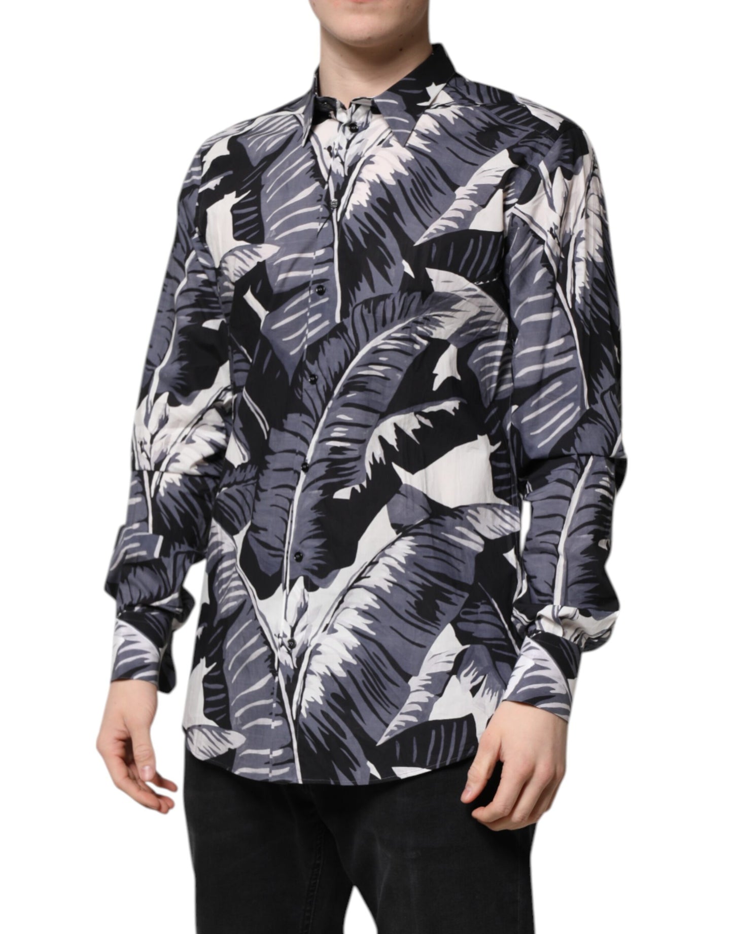 Dolce & Gabbana Multicolor GOLD Cotton Banana Leaf Print Shirt by Dolce & Gabbana