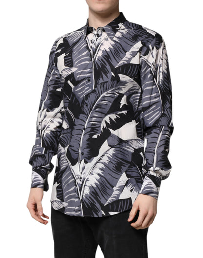 Dolce & Gabbana Multicolor GOLD Cotton Banana Leaf Print Shirt by Dolce & Gabbana