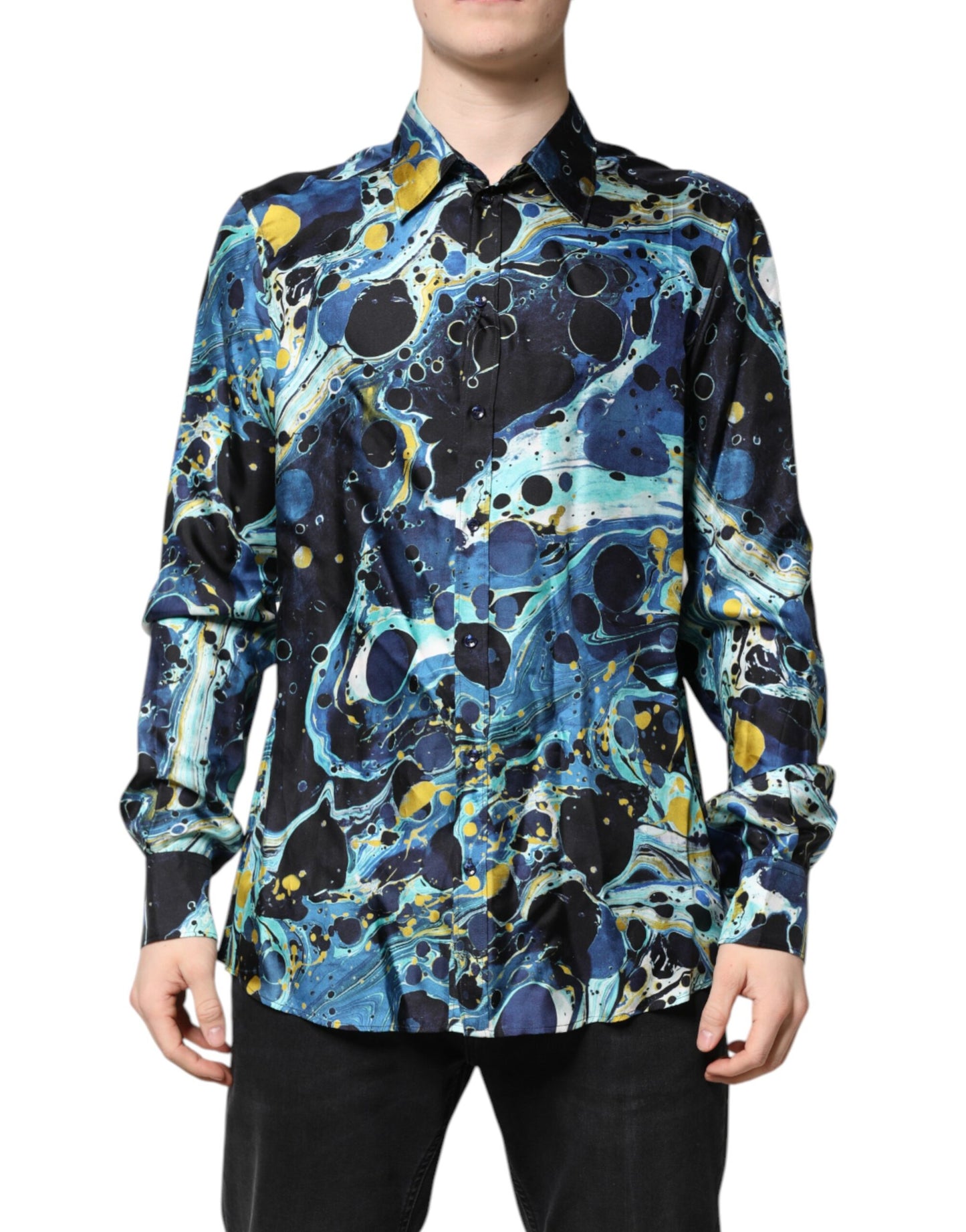 Dolce & Gabbana Multicolor Marble Print MARTINI Dress Shirt by Dolce & Gabbana