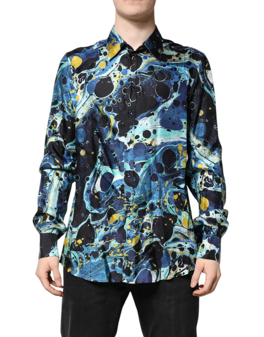 Dolce & Gabbana Multicolor Marble Print MARTINI Dress Shirt by Dolce & Gabbana