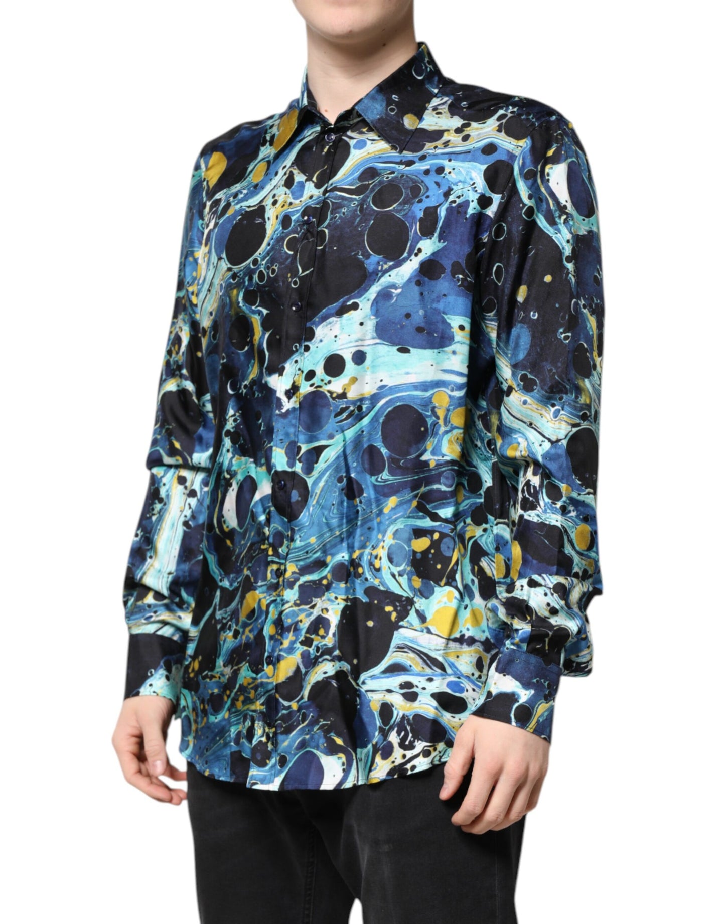 Dolce & Gabbana Multicolor Marble Print MARTINI Dress Shirt by Dolce & Gabbana