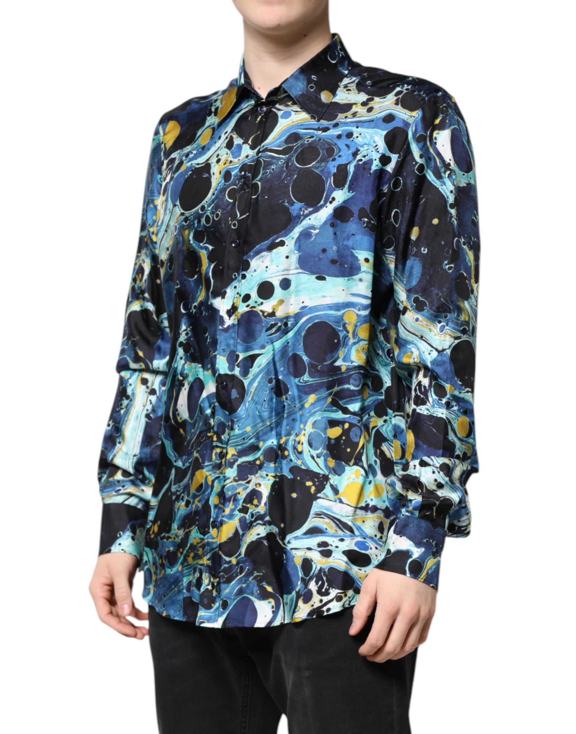 Dolce & Gabbana Multicolor Marble Print MARTINI Dress Shirt by Dolce & Gabbana