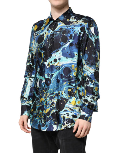 Dolce & Gabbana Multicolor Marble Print MARTINI Dress Shirt by Dolce & Gabbana
