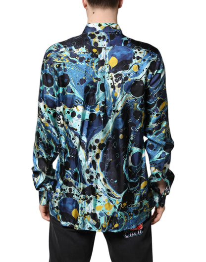 Dolce & Gabbana Multicolor Marble Print MARTINI Dress Shirt by Dolce & Gabbana