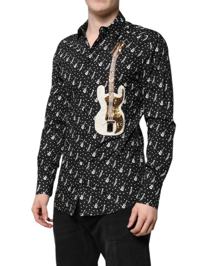 Dolce & Gabbana Black GOLD Instrument Embellished Shirt by Dolce & Gabbana