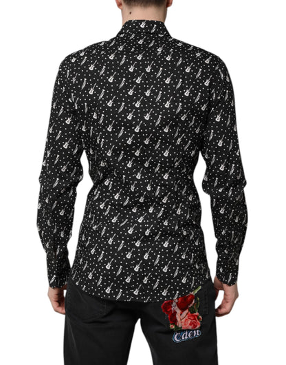 Dolce & Gabbana Black GOLD Instrument Embellished Shirt by Dolce & Gabbana
