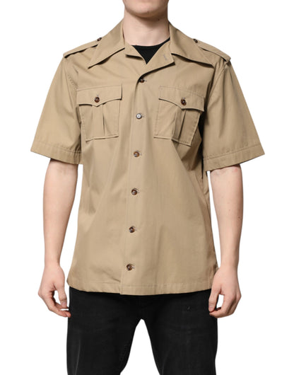 Dolce & Gabbana Brown Graphic Print Short Sleeves Shirt by Dolce & Gabbana
