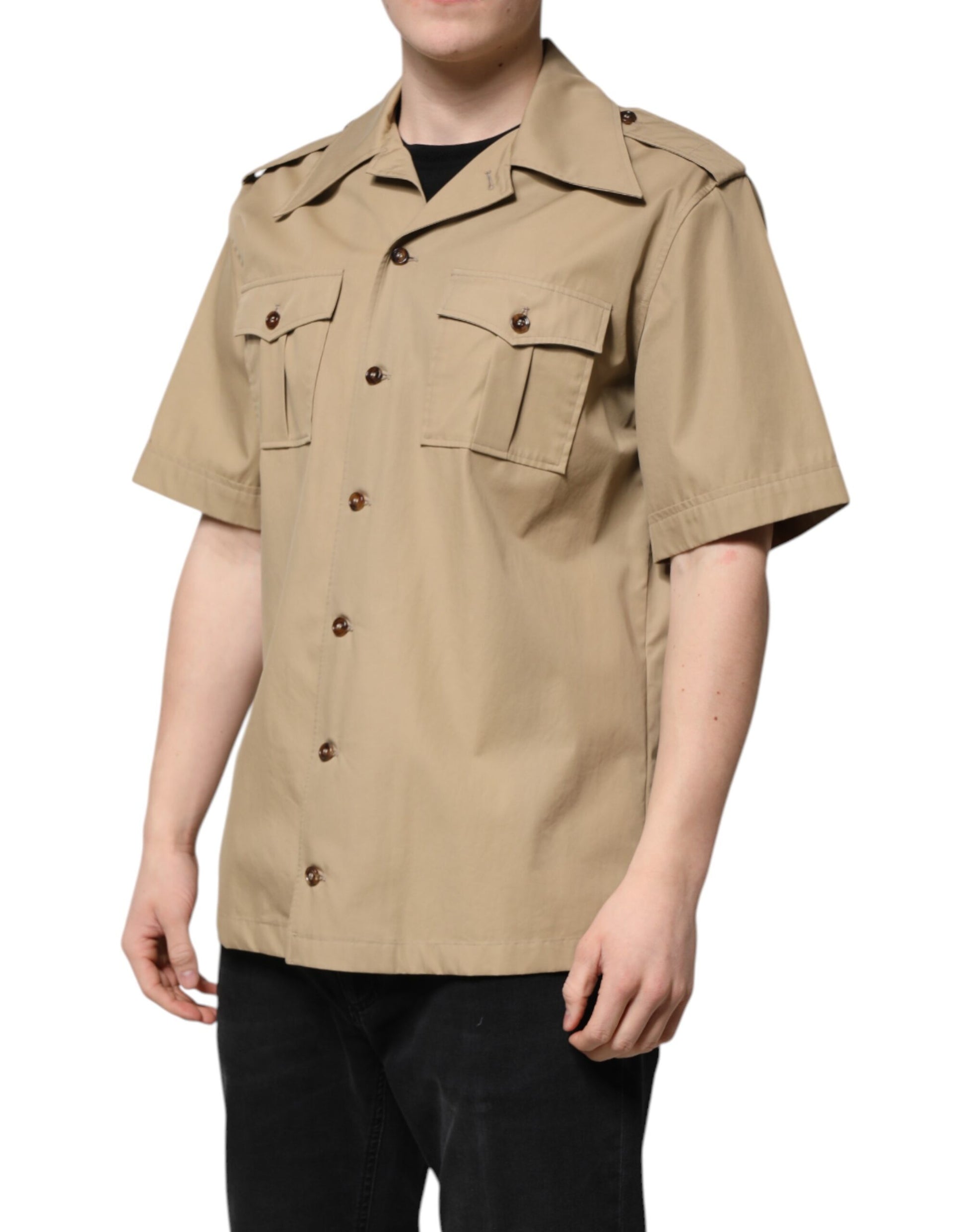 Dolce & Gabbana Brown Graphic Print Short Sleeves Shirt by Dolce & Gabbana