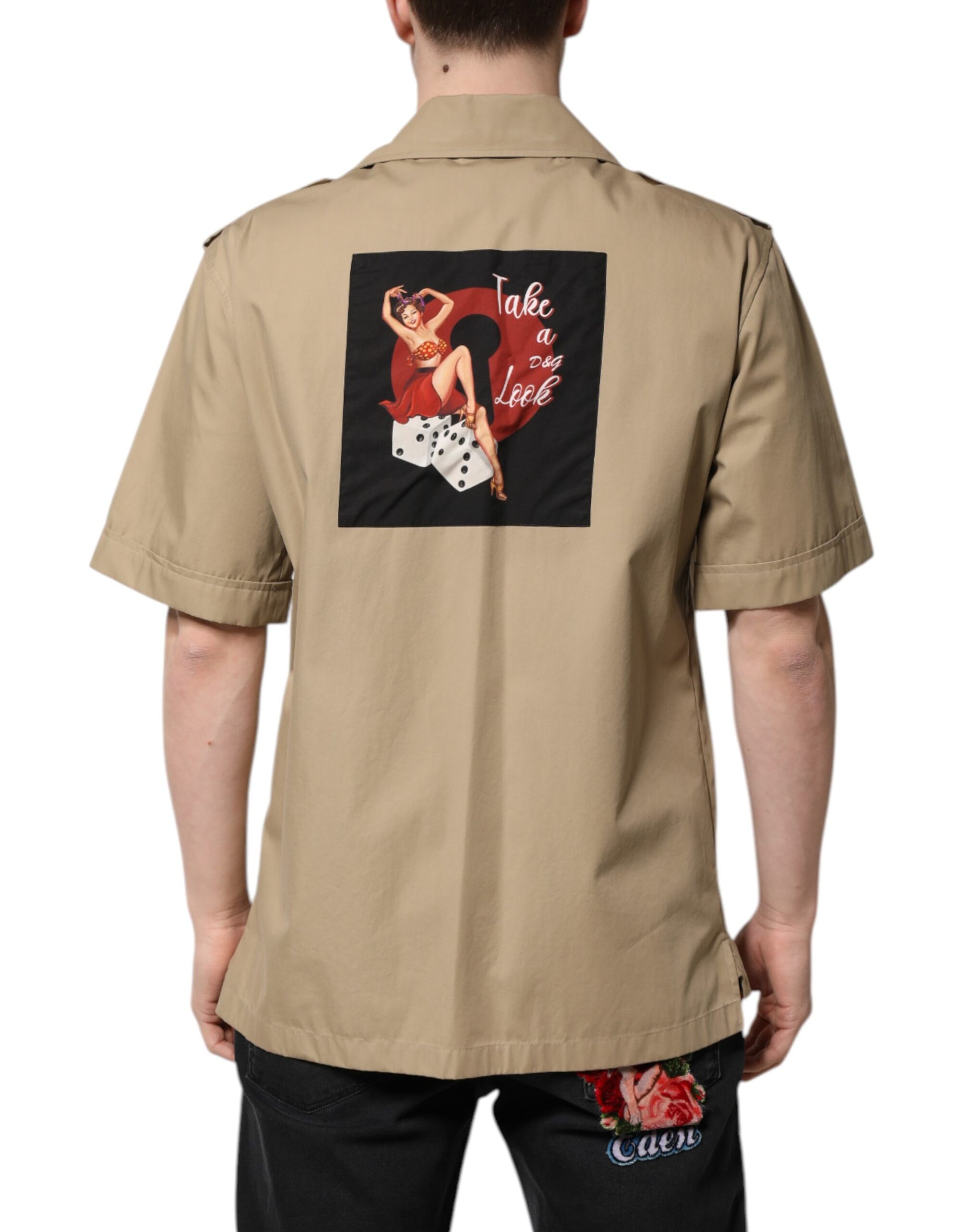 Dolce & Gabbana Brown Graphic Print Short Sleeves Shirt by Dolce & Gabbana