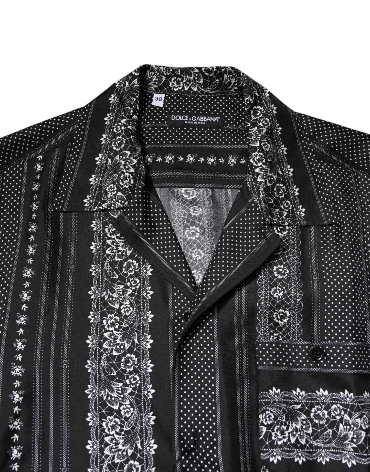Dolce & Gabbana Black Silk Floral Print Short Sleeves Shirt by Dolce & Gabbana