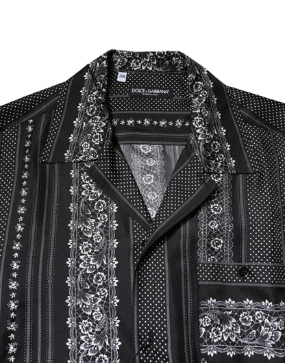 Dolce & Gabbana Black Silk Floral Print Short Sleeves Shirt by Dolce & Gabbana