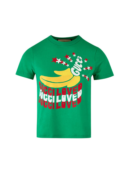 T-shirt en coton vert avec logo Gucci