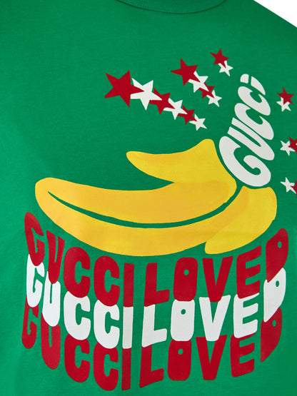 T-shirt en coton vert avec logo Gucci