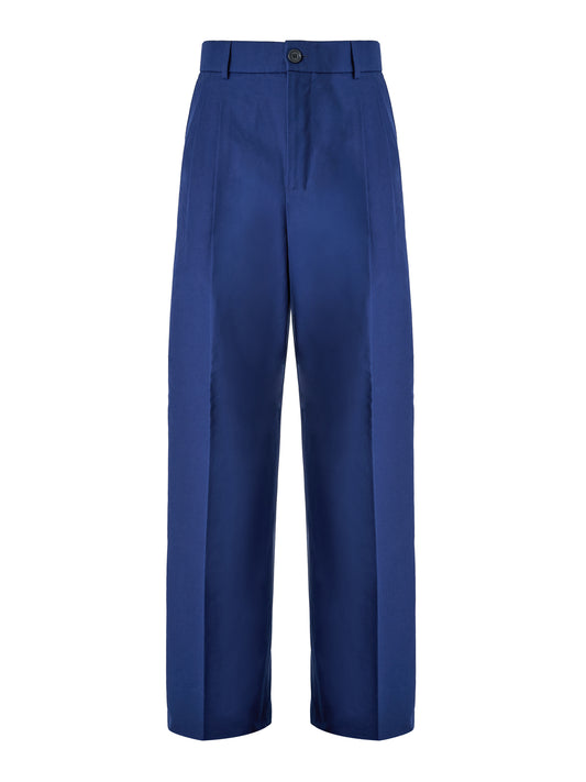 Pantalon classique en coton bleu Gucci