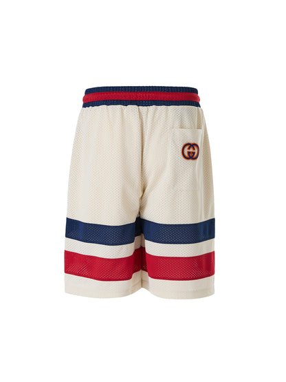 Short en polyester crème avec logo Gucci