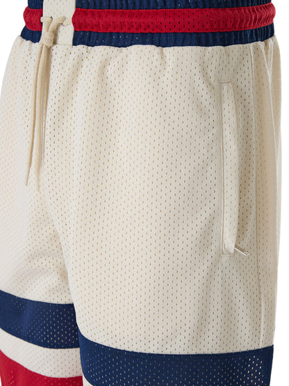 Short en polyester crème avec logo Gucci
