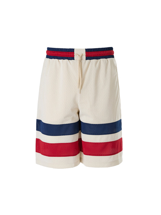 Short en polyester crème avec logo Gucci