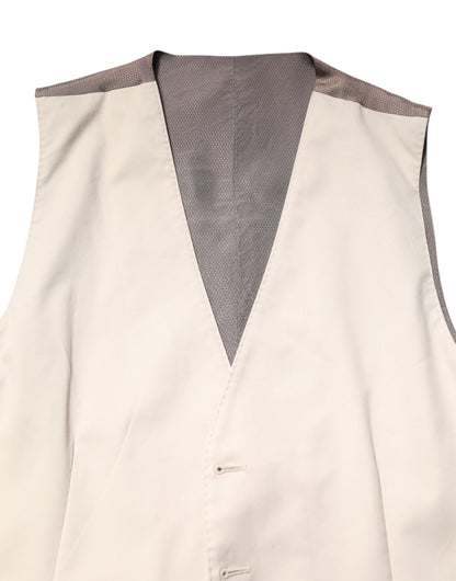 Dolce &amp; Gabbana Beige Gray Dress Men Formal Waistcoat Vest