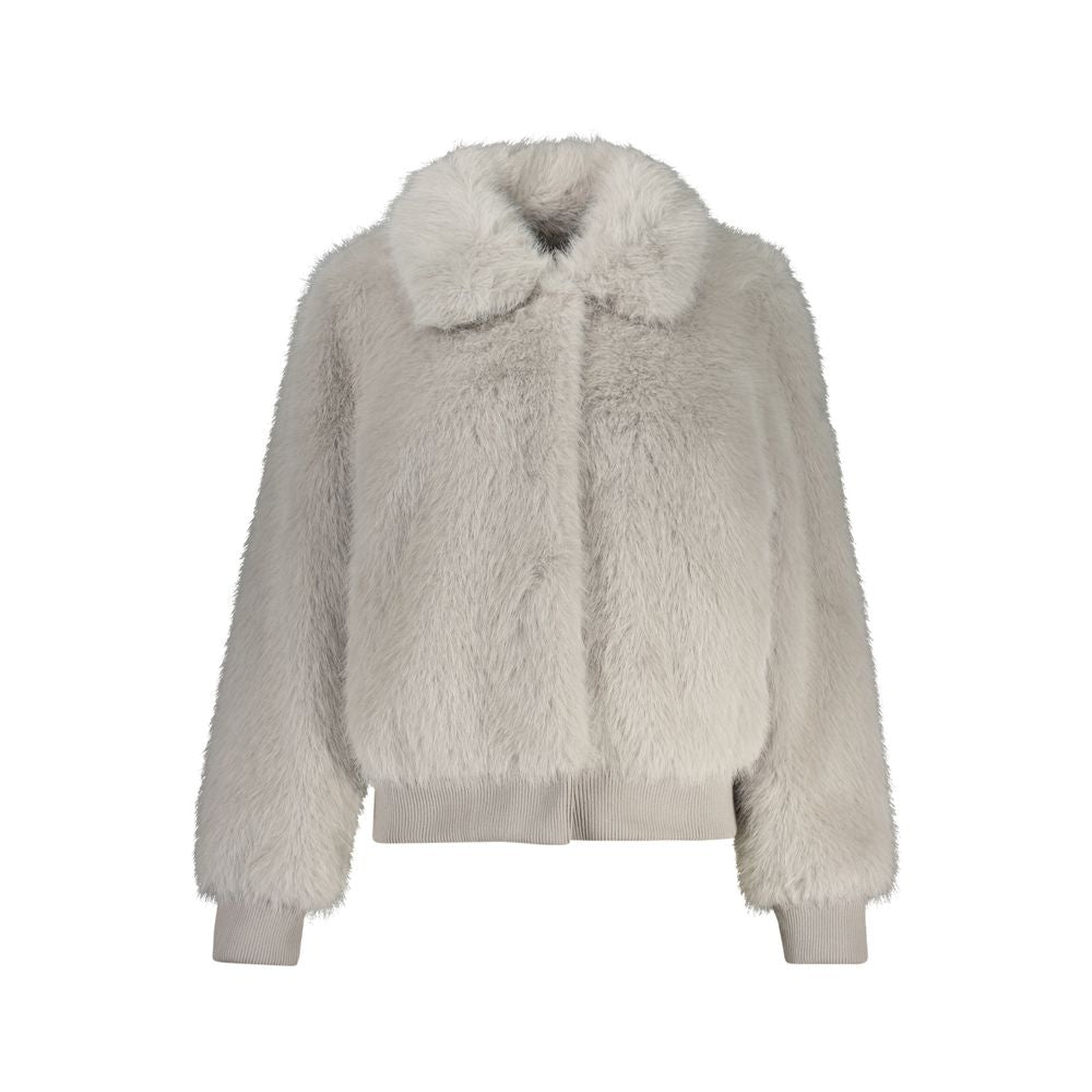 Guess Jeans Gray Polyester Jackets &amp; Coat