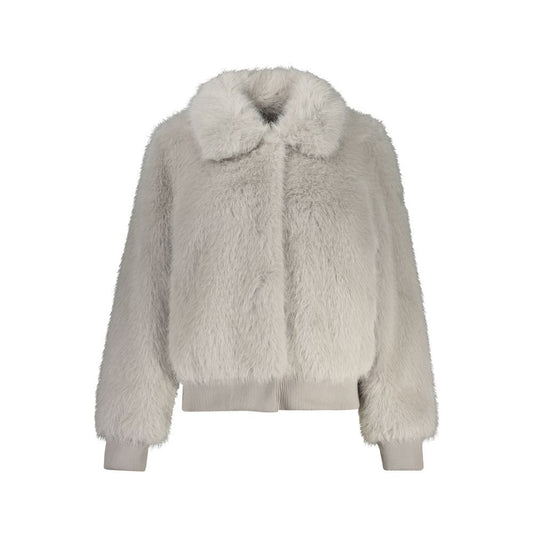 Guess Jeans Gray Polyester Jackets &amp; Coat