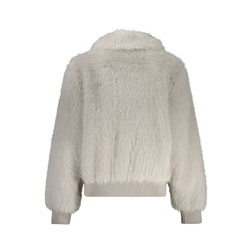 Guess Jeans Gray Polyester Jackets &amp; Coat