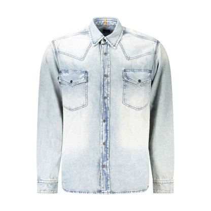 Hugo Boss Light Blue Cotton Men Shirt by Hugo Boss