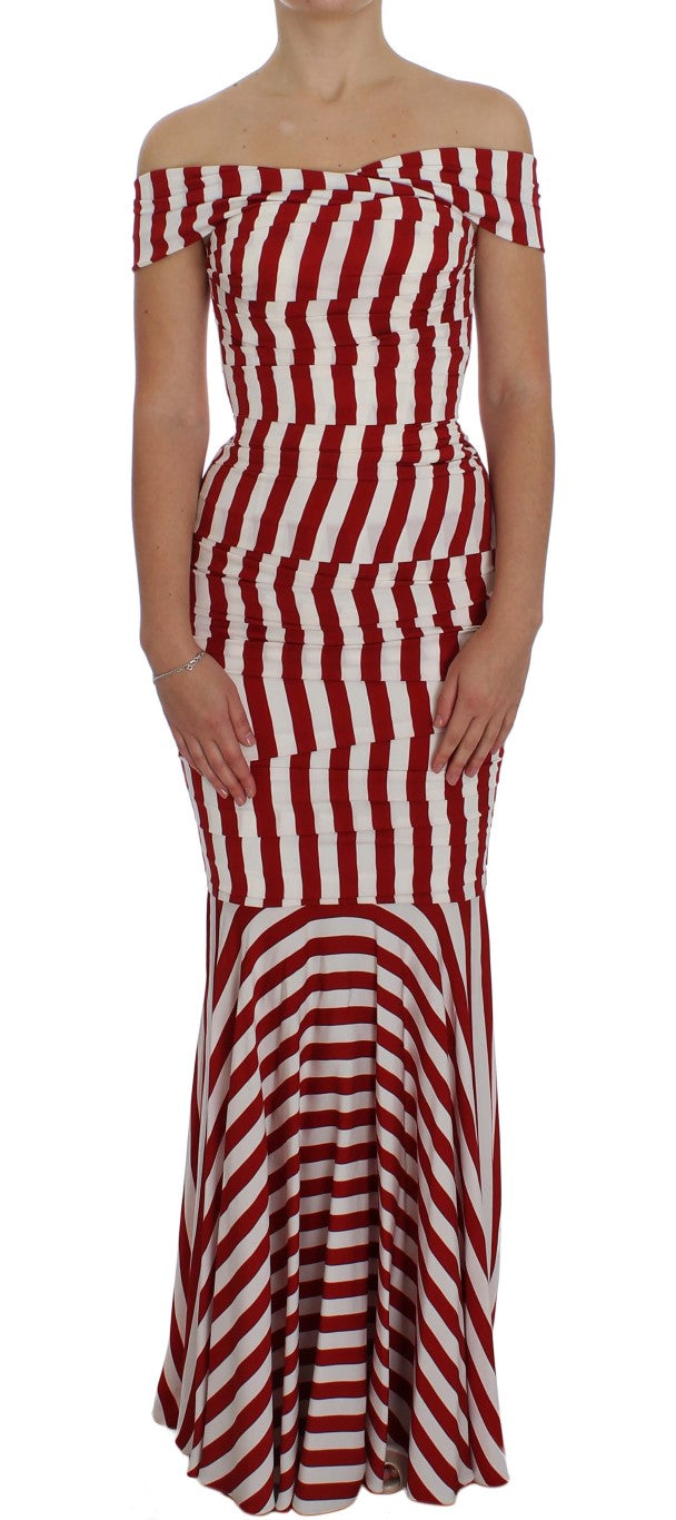 Robe moulante élégante en soie à rayures rouges et blanches Dolce &amp; Gabbana