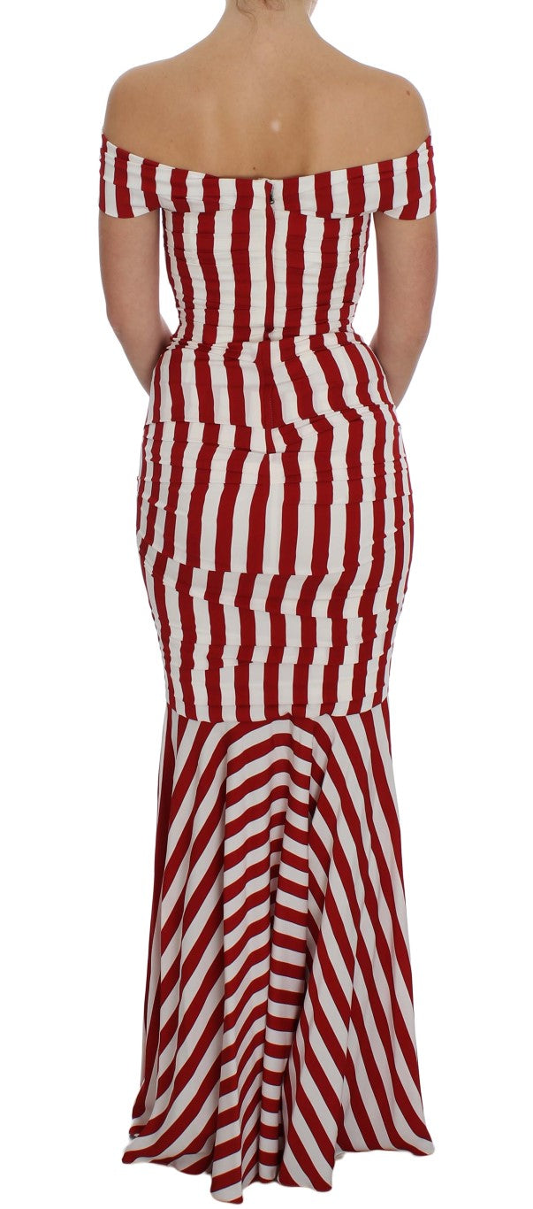Robe moulante élégante en soie à rayures rouges et blanches Dolce &amp; Gabbana