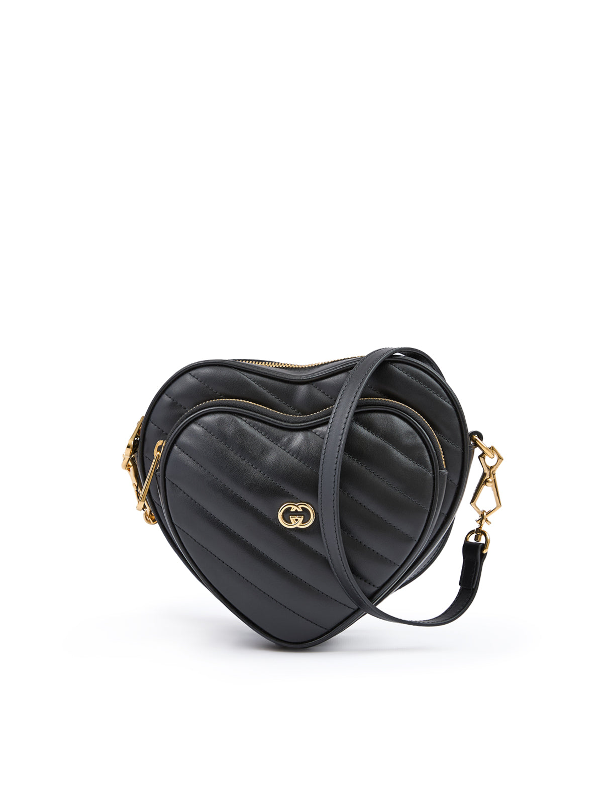 Mini sac bandoulière cœur en cuir noir Gucci