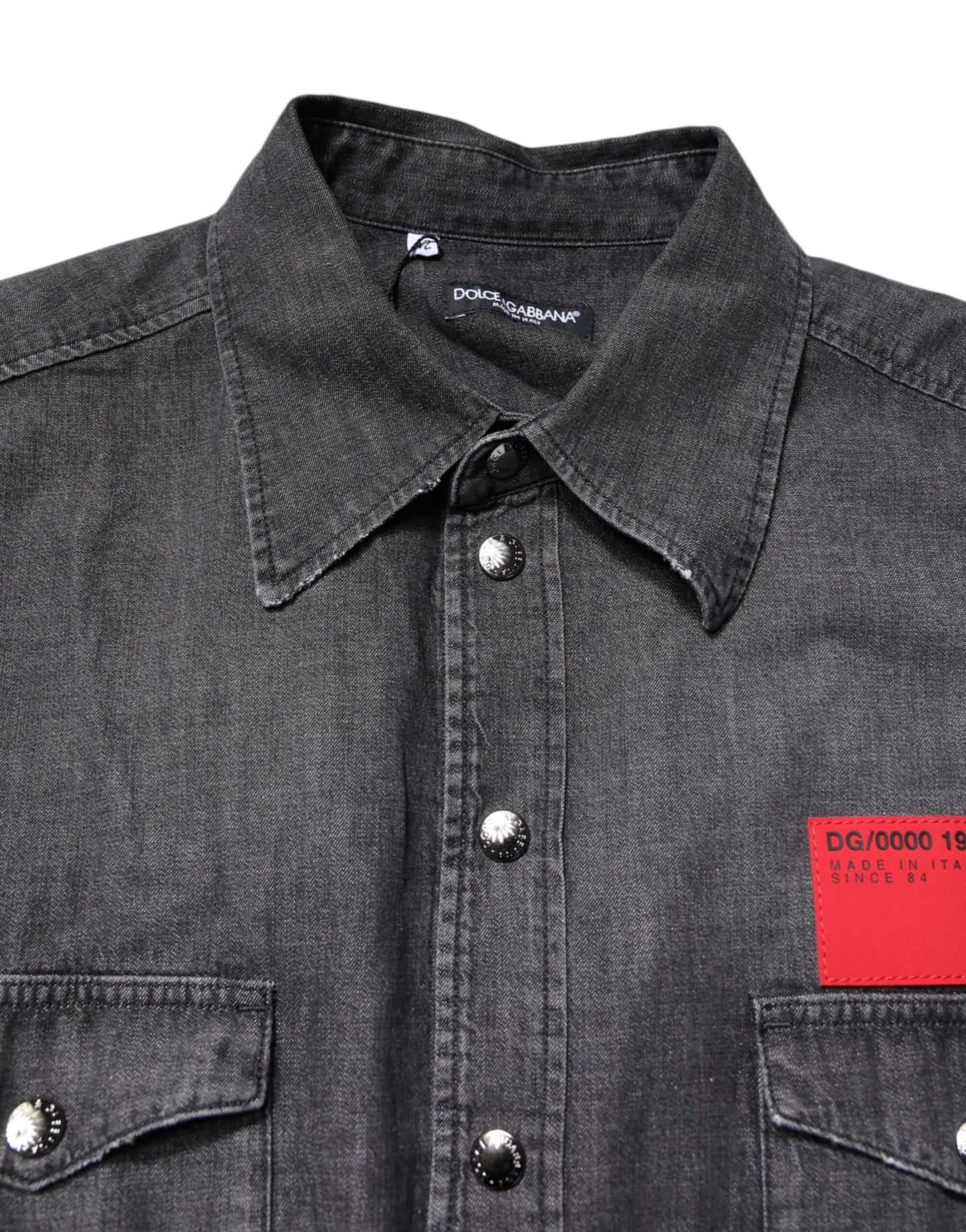Dolce & Gabbana Gray Long Sleeves Button Down Denim Shirt by Dolce & Gabbana