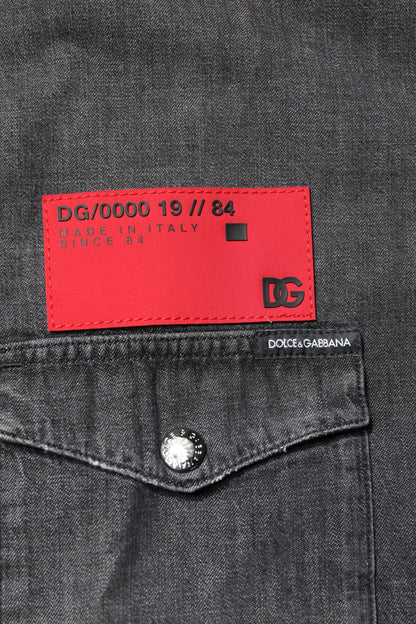Dolce & Gabbana Gray Long Sleeves Button Down Denim Shirt by Dolce & Gabbana