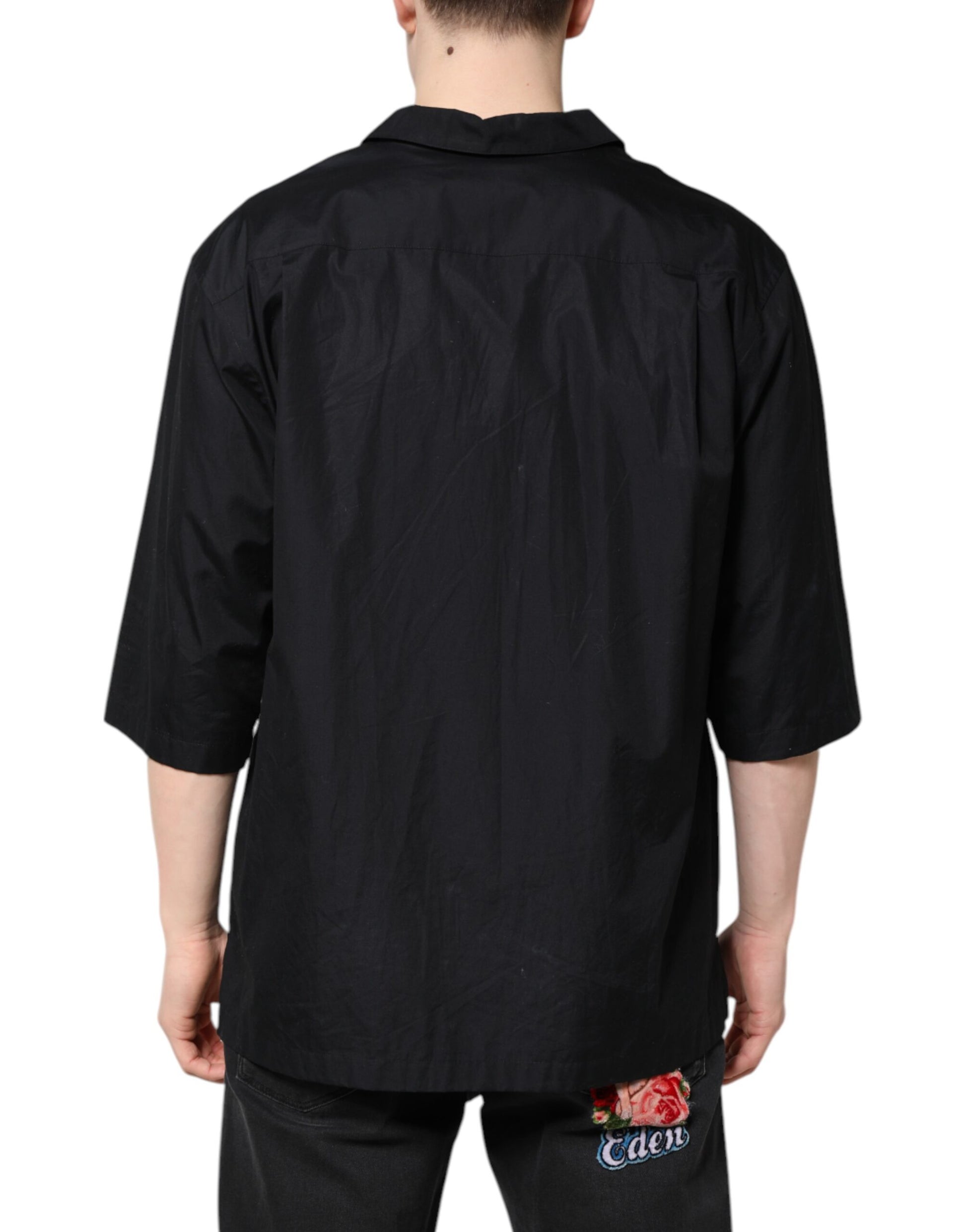 Dolce & Gabbana Black Short Sleeves Button Down Casual Shirt by Dolce & Gabbana