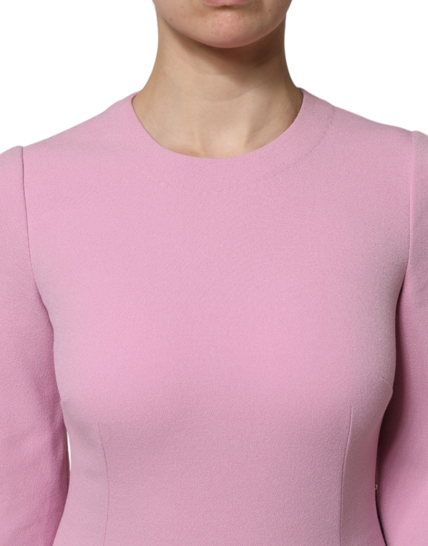 Robe fourreau courte à manches longues en polyester rose Dolce &amp; Gabbana