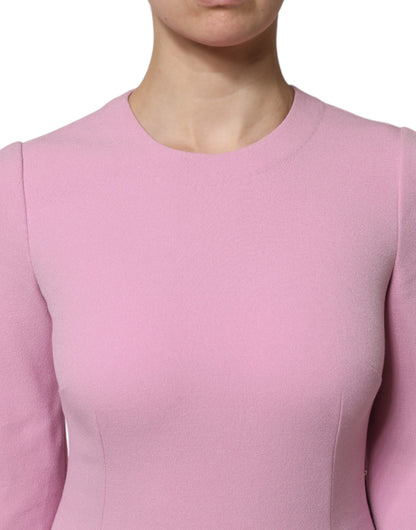 Robe fourreau courte à manches longues en polyester rose Dolce &amp; Gabbana