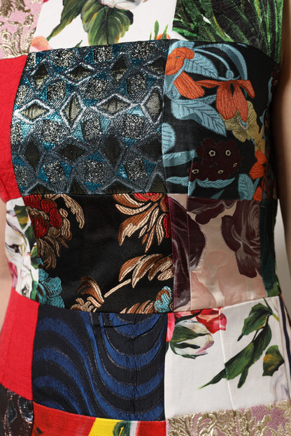Robe fourreau sans manches patchwork multicolore Dolce &amp; Gabbana