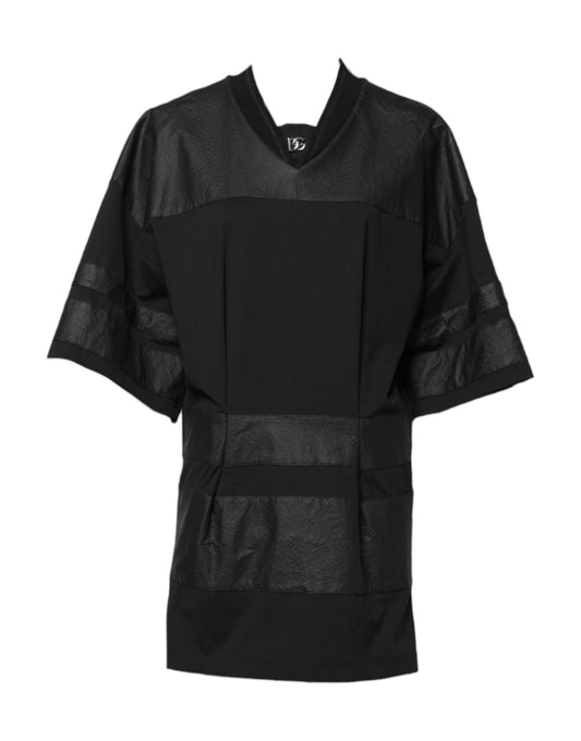 Dolce &amp; Gabbana Black Cotton Short Sleeves V-neck T-shirt