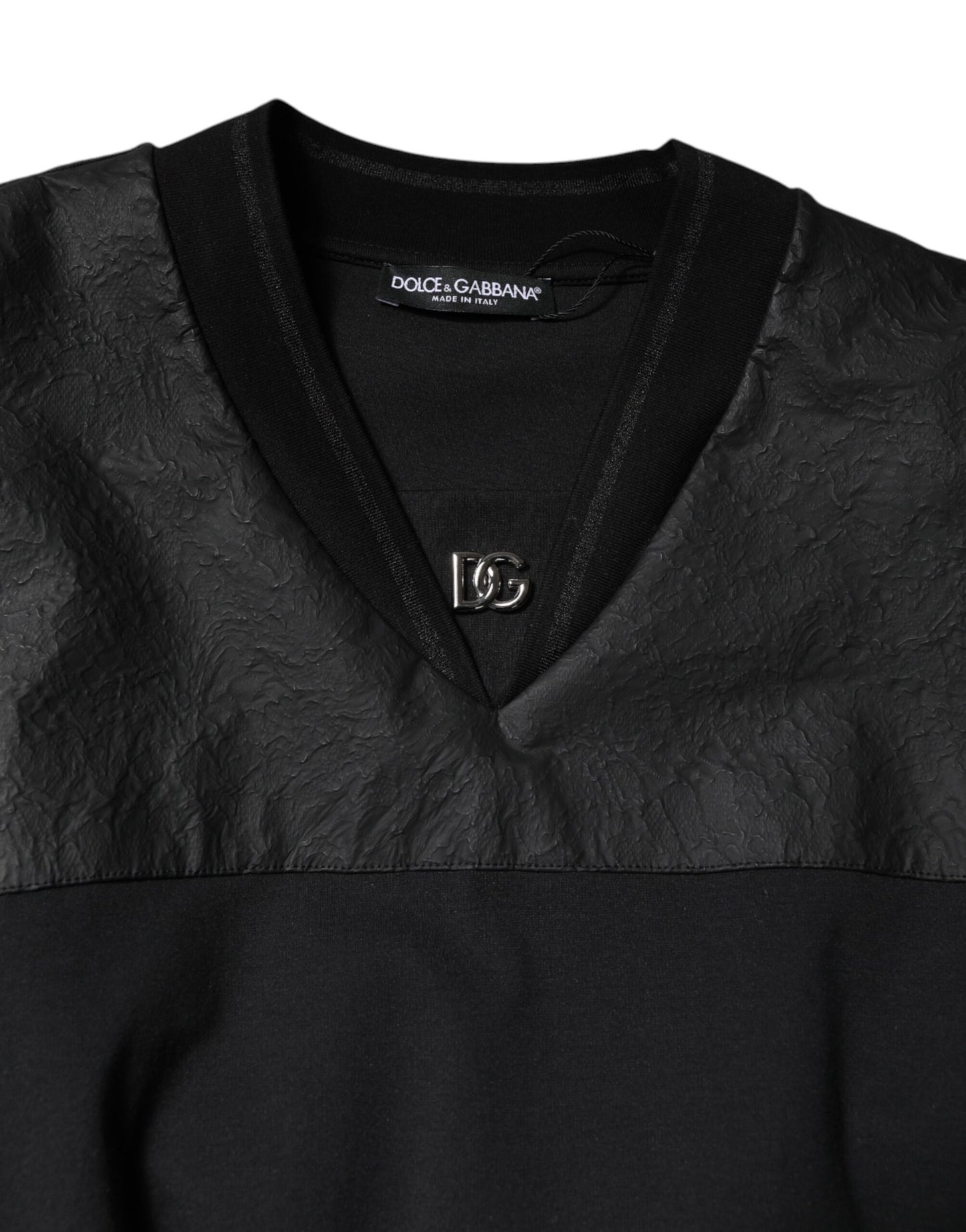 Dolce &amp; Gabbana Black Cotton Short Sleeves V-neck T-shirt