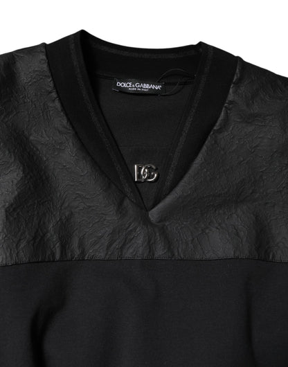 Dolce &amp; Gabbana Black Cotton Short Sleeves V-neck T-shirt