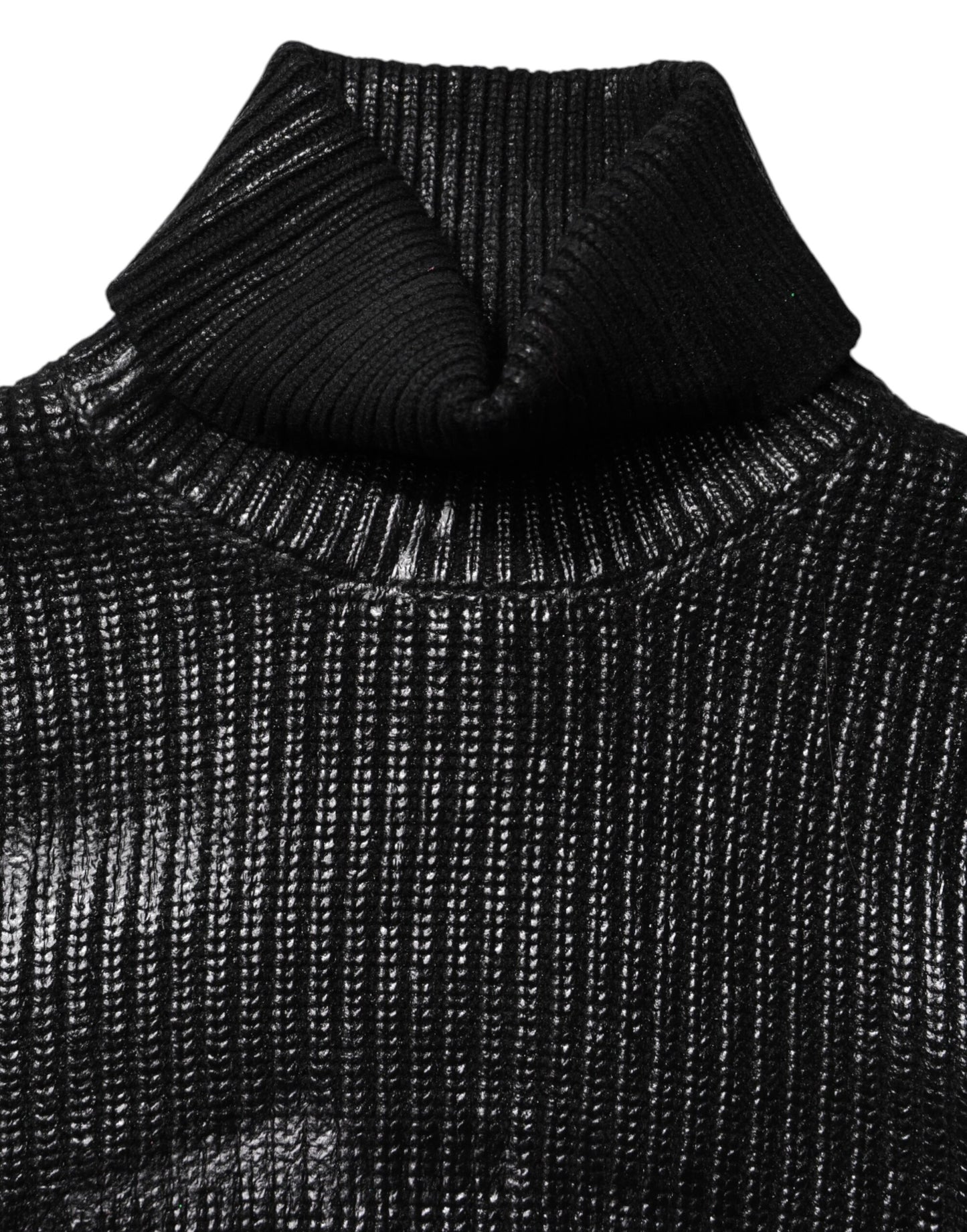 Dolce & Gabbana Black Wool Long Sleeve Turtleneck Cropped Top by Dolce & Gabbana