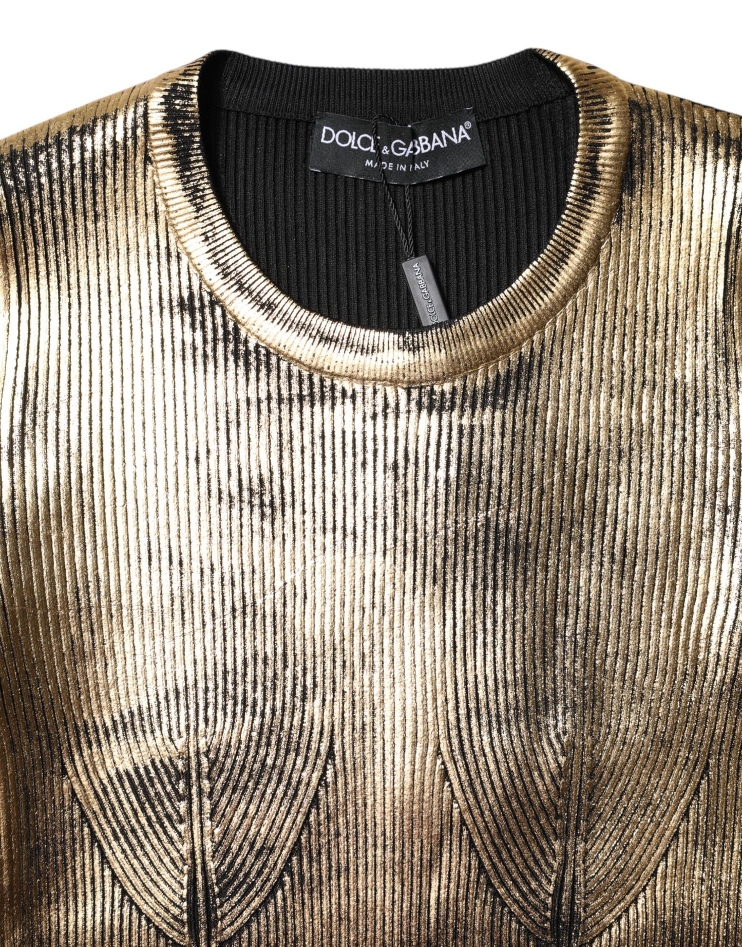Dolce & Gabbana Gold Round Neck Long Sleeve Pullover Top by Dolce & Gabbana