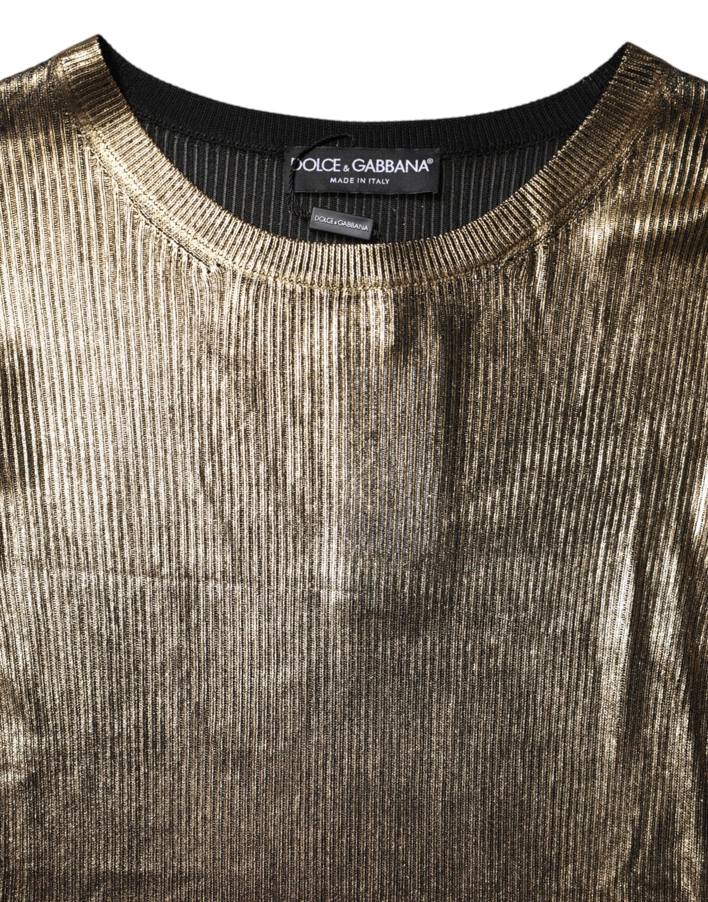 Dolce & Gabbana Gold Round Neck Long Sleeve Pullover Top by Dolce & Gabbana