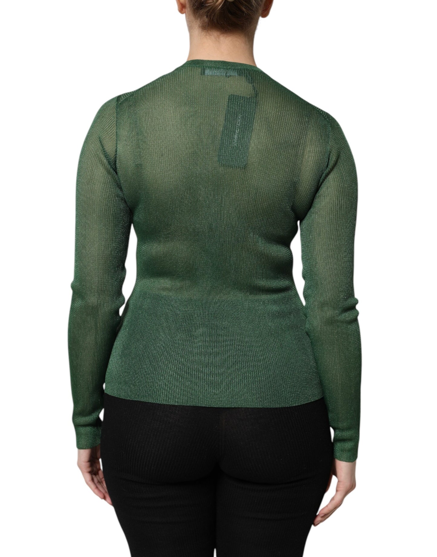 Dolce & Gabbana Green Polyester Long Sleeves Cardigan Sweater by Dolce & Gabbana
