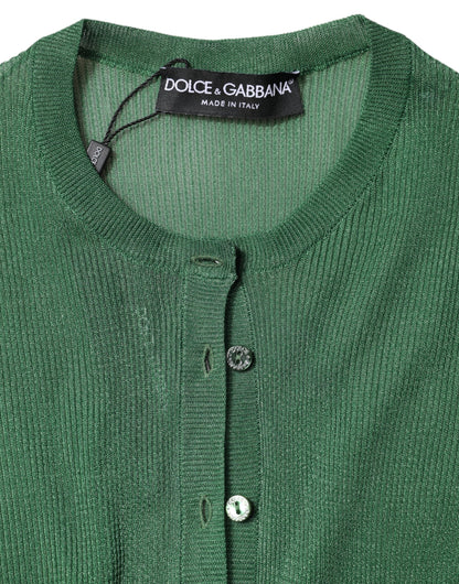 Dolce & Gabbana Green Polyester Long Sleeves Cardigan Sweater by Dolce & Gabbana