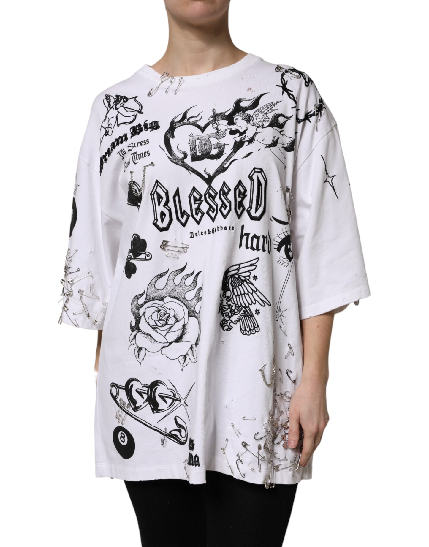 Dolce & Gabbana White Cotton DG BLESSED Printed T-shirt by Dolce & Gabbana
