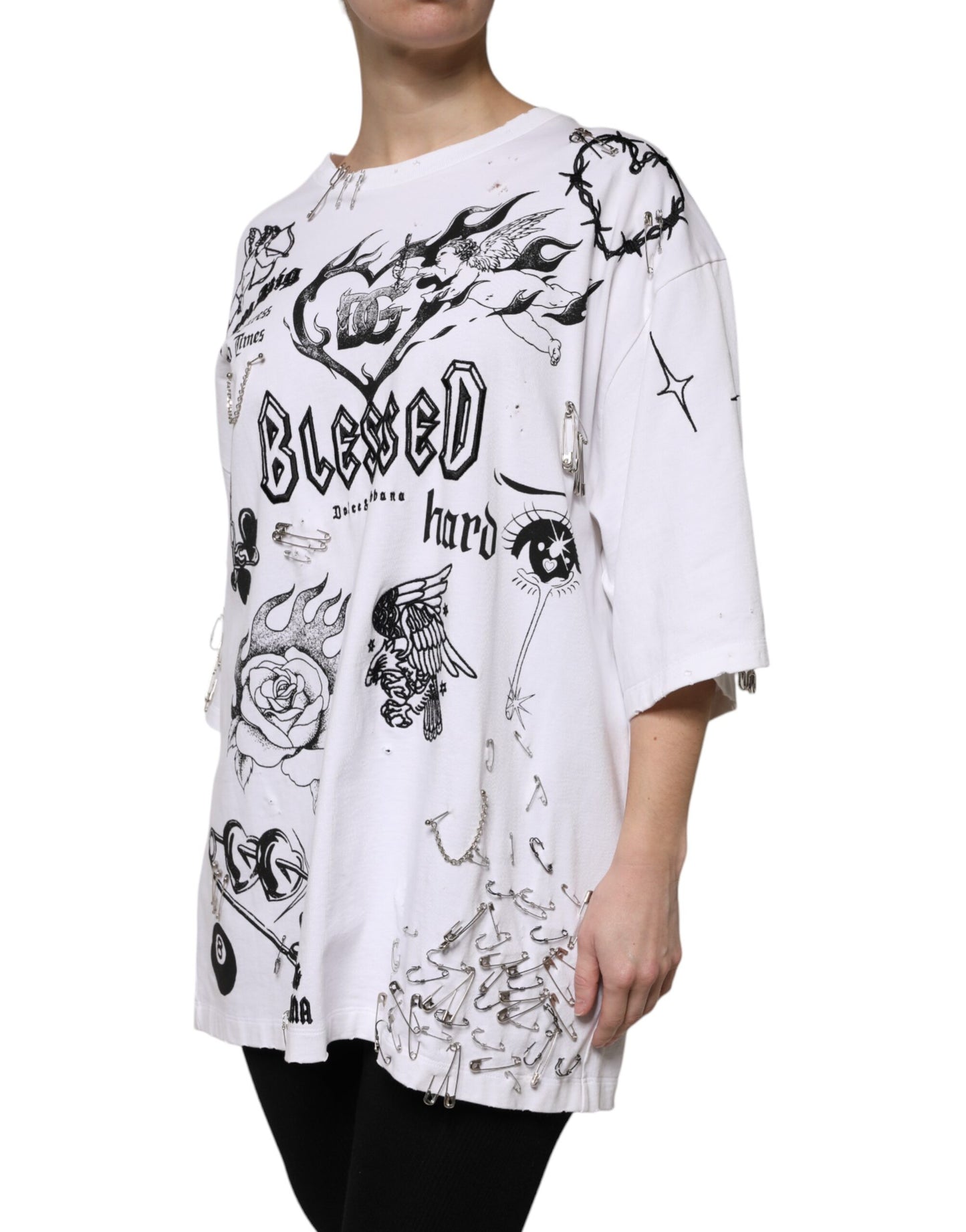 Dolce & Gabbana White Cotton DG BLESSED Printed T-shirt by Dolce & Gabbana